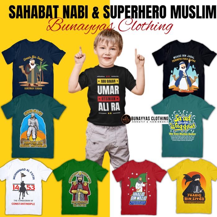 BAJU KAOS DAKWAH ISLAMI KAOS DAKWAH MUSLIM ANAK 2 SD 13 TAHUN KAOS SAHABAT NABI SAID BIN ZAID KHALID