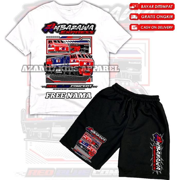 SETELAN KAOS CELANA PENDEK ANAK KERETA API AMBARAWA EXPRESS KERETA MANIA FREE NAMA / SETELAN KAOS BO