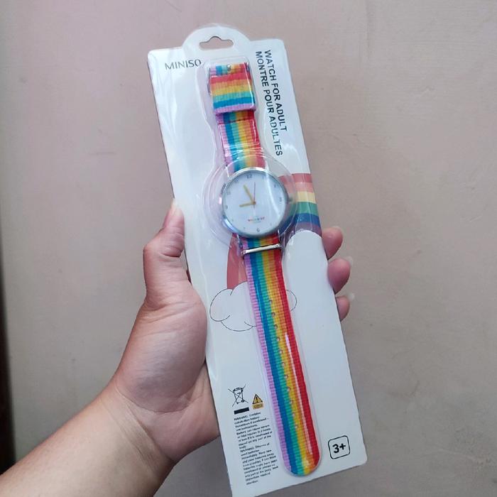 MINISO WATCH COLORADIO NYLON STRAP FOR ADULT JAM TANGAN WANITA COLORFULL