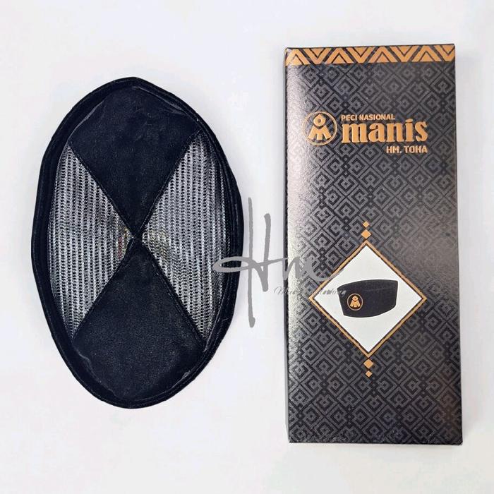 Peci Manis AC Silang Kopiah Songkok Hitam Polos HM Toha Bandung Tanpa Kertas - Topi