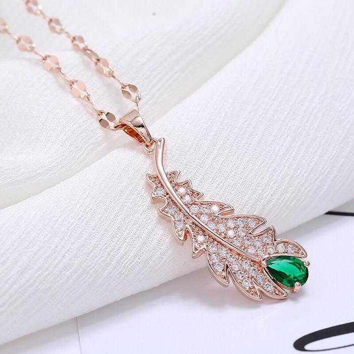 Kalung Wanita elegan titanium lapis emas 18k model Gaya baru yang indah, mulia dan mewah  731#