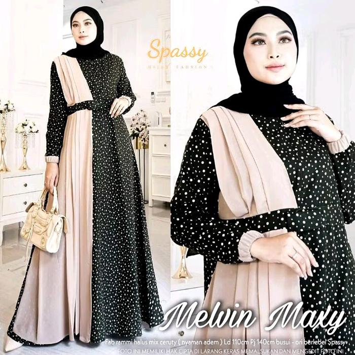 Gamis Muslim Wanita Cantik Elegan Melvin Maxy - Bahan Rami Halus Mix Ceruty - Formal