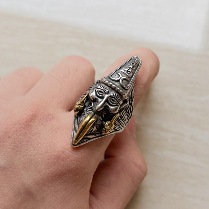 T858 Cincin Titanium Topeng Mitologi
