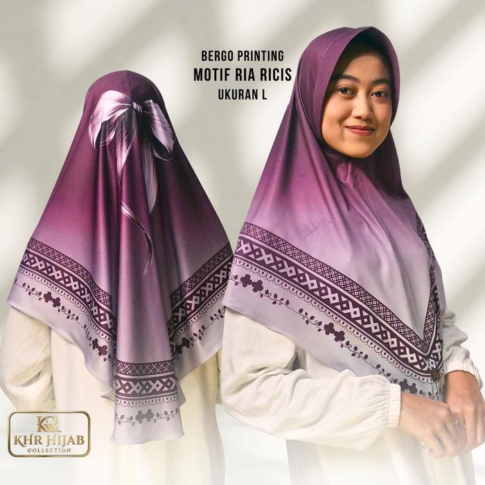 KHR - Bergo Printing Motif Gradasi Pita Ria Ricis Size L
