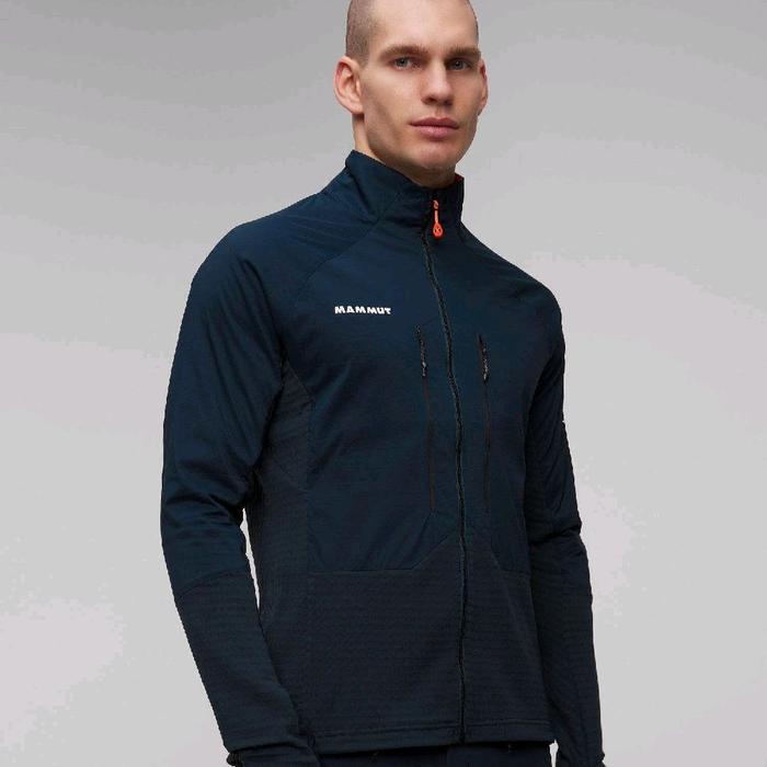 Jacket fleece ringan Mammut Eiger Nordwand ML Hybrid kerah berdiri ritsleting lapisan tengah