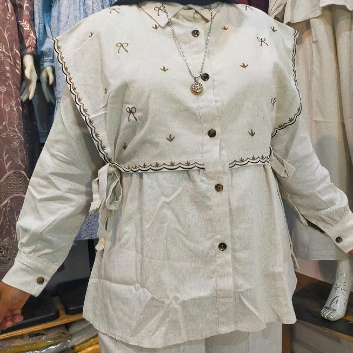 blouse linen premium //setelan linen premium import