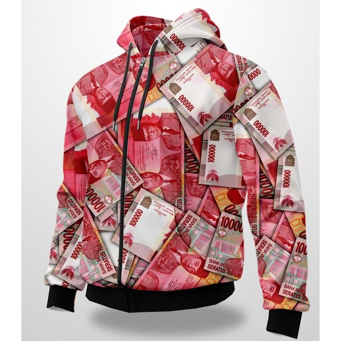 Jaket Mata Uang Rupiah 100 ribu 75 ribu Pejuang Rupiah Custom Fullprint