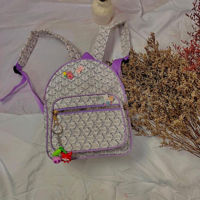 Cute Mini Backpack Model Agnes Abu Lilac dengan Desain Unik dan Warna Lilac yang Menarik Ransel Tas 