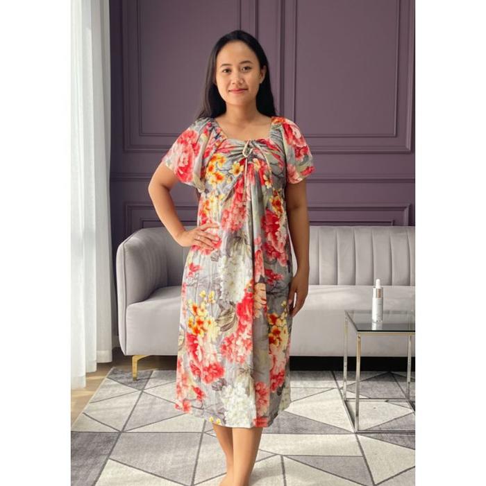Daster Wanita Midi Dress Bali Bahan Rayon Viscose Premium Busui Karet Dada Tebal Adem Lembut Ukuran 