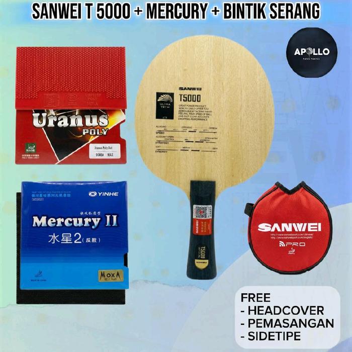 Bet Rakitan Kayu Sanwei  T.5000  POLY-YINHE Mercury SIDETAPE Uranus Bintik Serang Bet Pemain Pemula 
