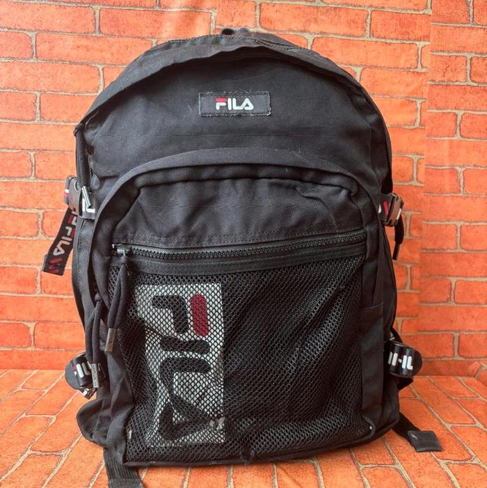 Tas Ransel Kerja Sekolah Fila Brand Second 1mp0rt Ransel kuliah sehari hari pria wanita Hitam