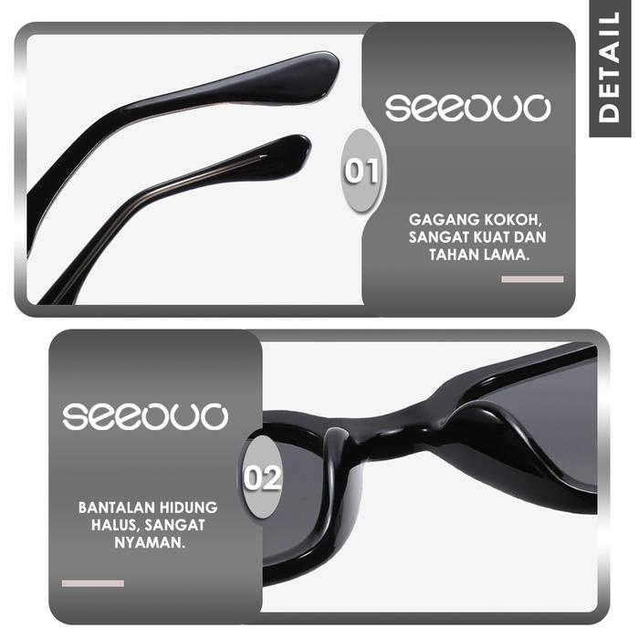OBRAL Seeouo Sunglasses Polarized Kacamata Hitam Model Kotak Fashionable Anti UV Silau TR90 Acetate 