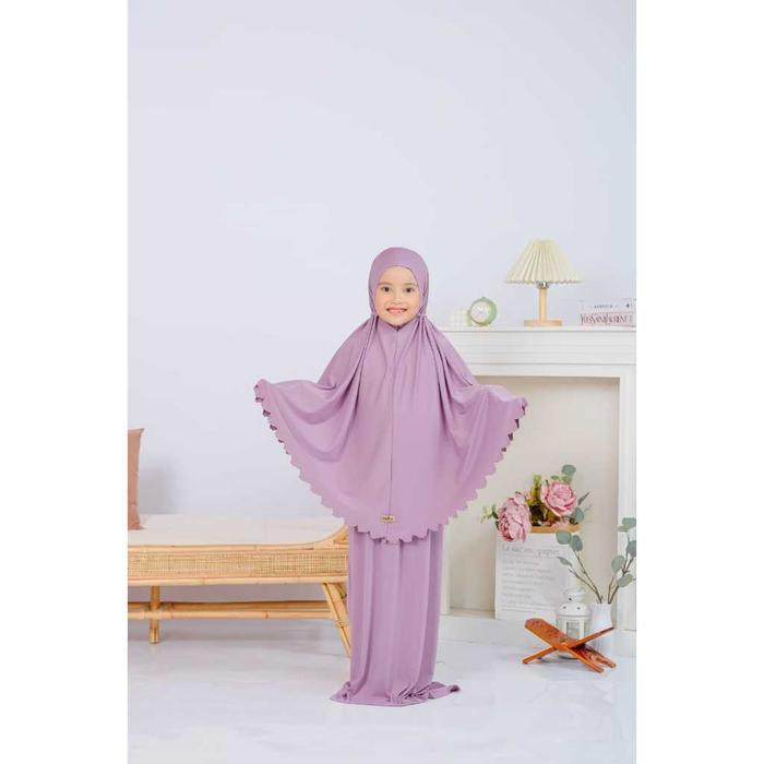 AliMaMa - MUKENA ANAK LESTI LASER - Mukenah Perempuan Telekung Traveling Jersey Jersi Fashion Muslim