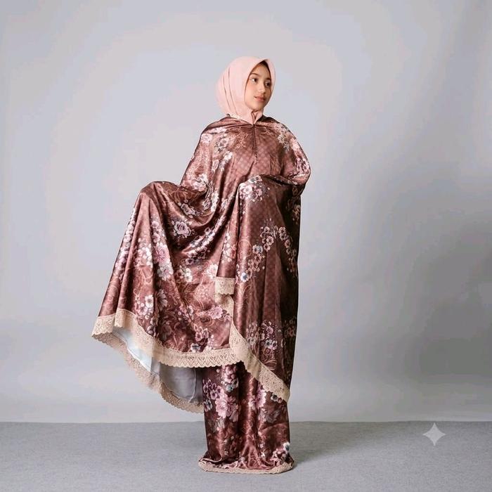 mukena dior armany silk dewasa travel 2in1 motif bunga MUKENA DEWASA PREMIUM BAHAN LEMBUT ADEM NYAMA