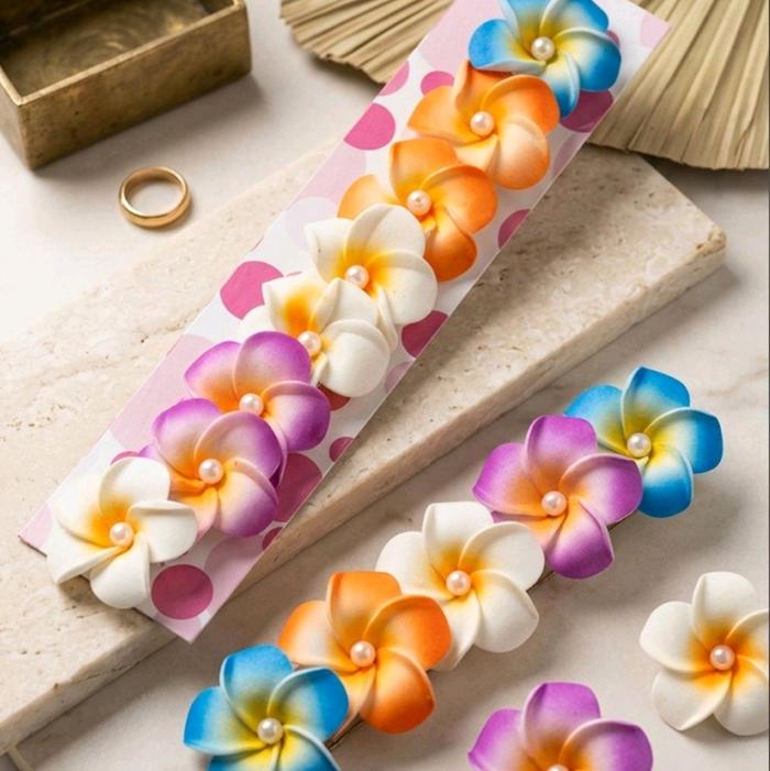 Jepit Rambut Bunga Kamboja Wanita D5cm - 12 PCS Cantik & Elegan untuk Berbagai Jenis Rambut Fashion 