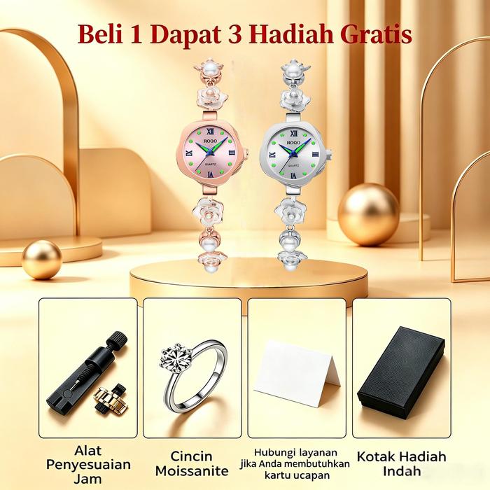 COD Jam Tangan Wanita Jarum Glow In The Dark Mewah Motif Bunga Camellia Mutiara Melambangkan Cinta S