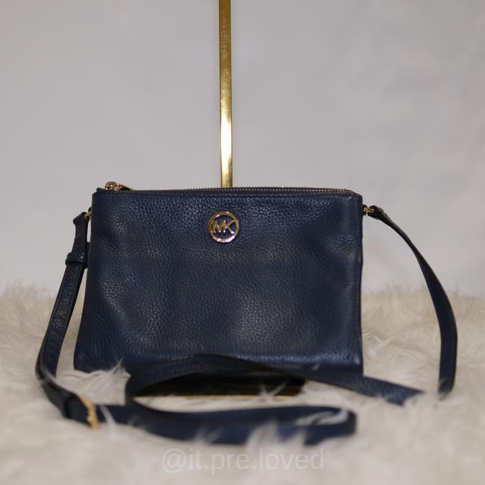 MICHAEL KORS | Fulton East West Double Zip Crossbody Navy