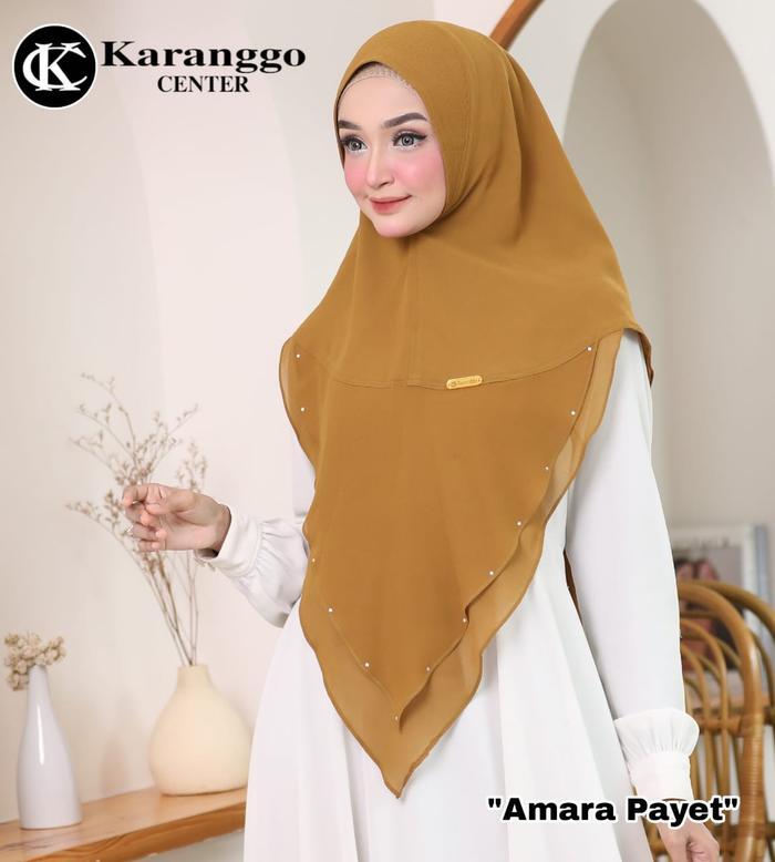Khimar Lancip 2 Layer Ceruty Premium Semi Syar'I  Amara Payet Karanggo Panjang Muslim Jilbab  Wanita