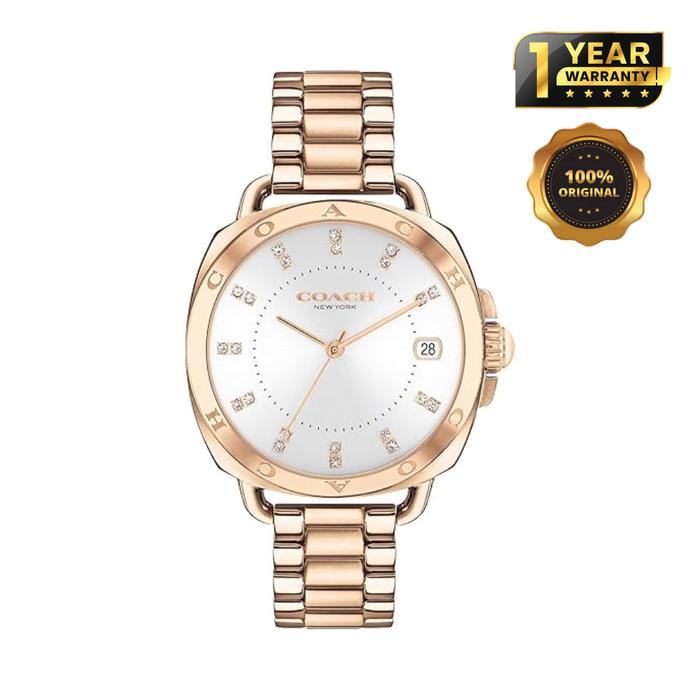Coach Greyson 14504158 Ladies White Dial Rose Gold Stainless Steel Strap