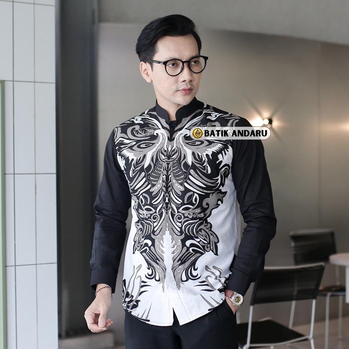 Batik Andaru Motif Aiman Baju Koko Qurta Pria Muslim Slim Fit Lengan Panjang Modern Elegant Kekiniaa