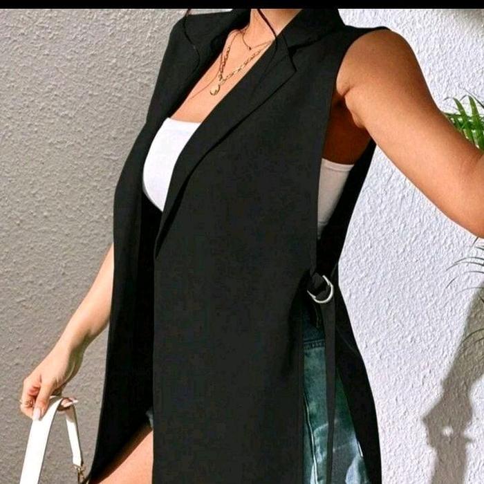 Blazer  Wanita Stylish Rompi Wanita Terbaru Atasan Blazer Rompi Wanita Casual Hitam Panjang