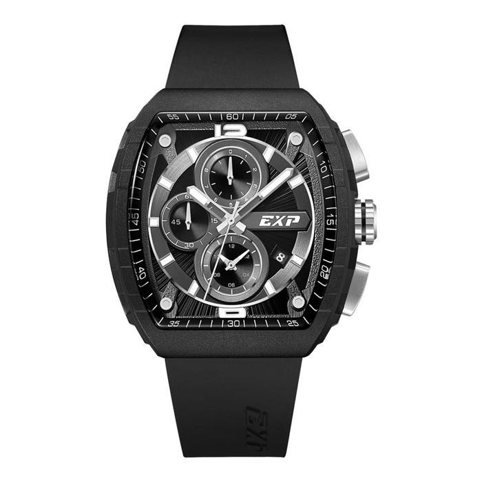 Jam Tangan Pria Expedition Chronograph E 6782 MC RSSBADG-EC dengan Dial Hitam dan Tali Karet Hitam