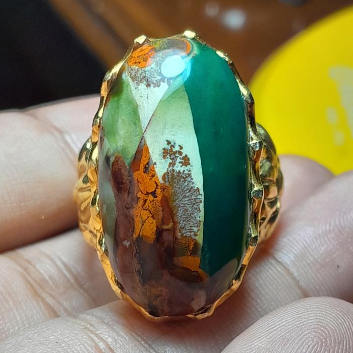 Cincin Batu Akik Asli Natural 100% Garut Joren (Hejo Oren) Kirpay (Kiara Payung) - BGT042
