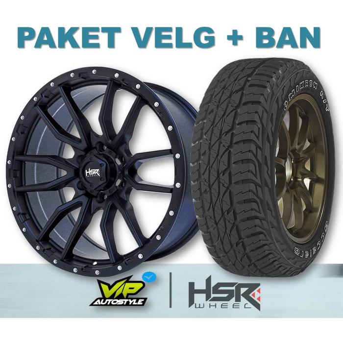 HSR Wheel Paket Velg Mobil R20 Pajero Fortuner Triton Prado Ring 20 PCD 6X139,7 Hitam + Ban HSR Auto