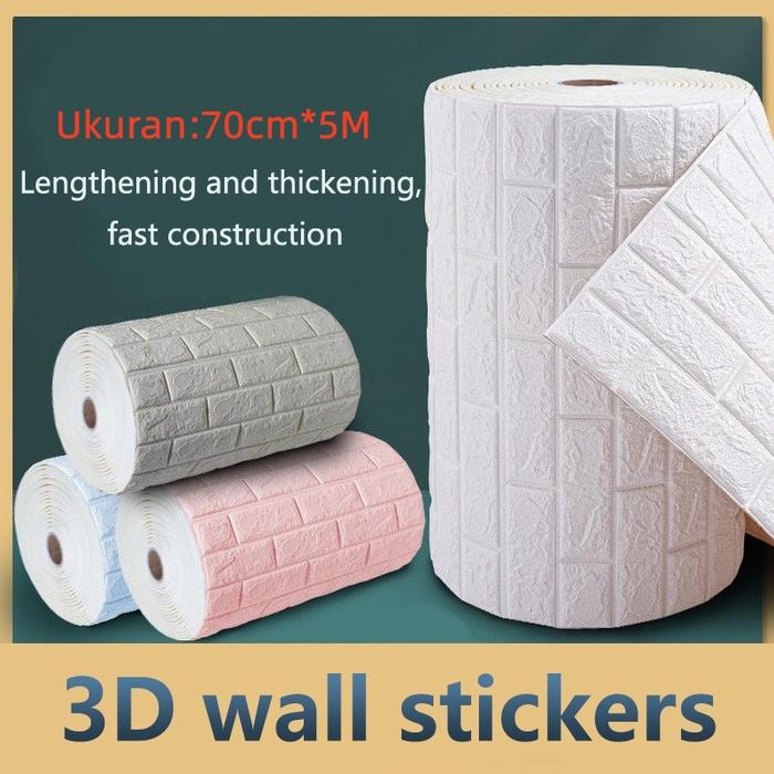5M Wallpaper dinding 3D kamar tidur wallpaper Foam Motif Batu Bata Dekorasi kamar Stiker Dinding for