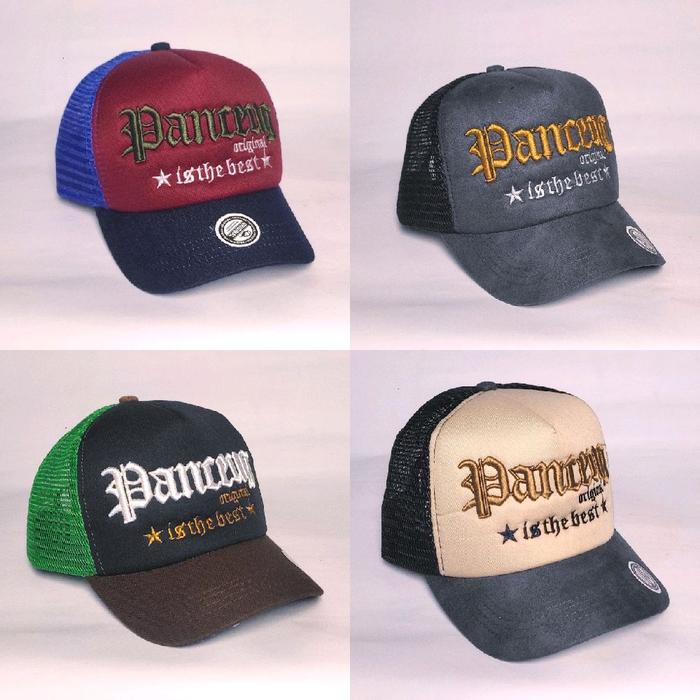 uEx - TOPI JARING TRUCKER BASEBALL VISOR PENDEK KOMBINASI BORDIR PANCEUG TIMBUL MATERIAL COTTON ADJU