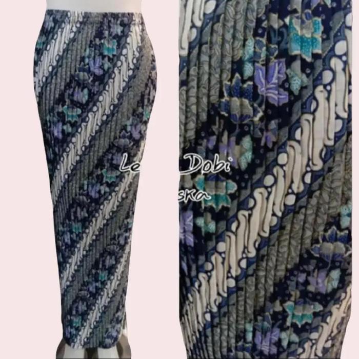 Rok Batik Wanita Model Plisket Bahan Semi Sutra Motif Lereng Dobi Tosca Karet Pinggang Melar 60-120 