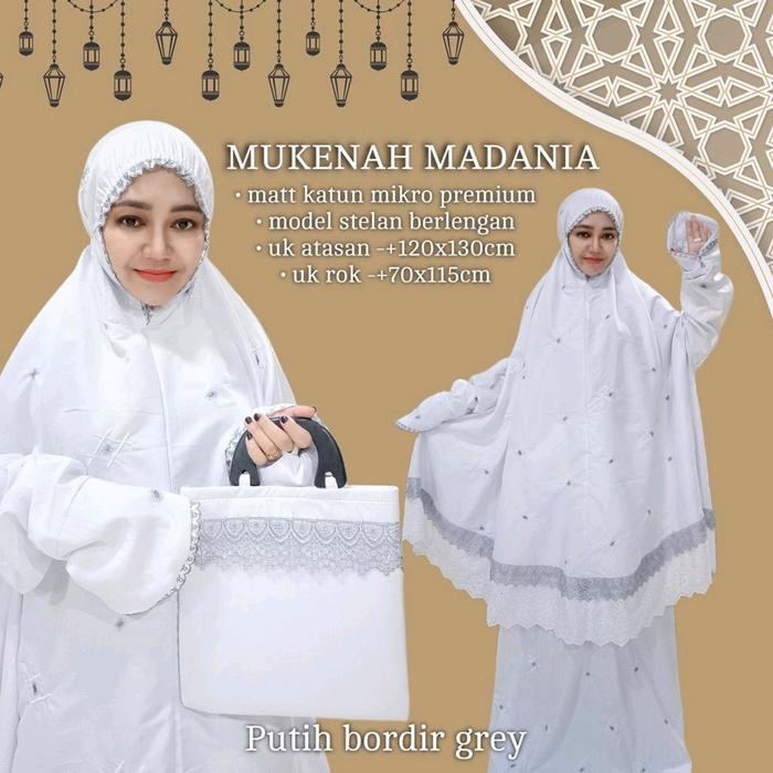 Mukena Setelan Berlengan Madania Katun Mikro Mukena Haji dan Umroh