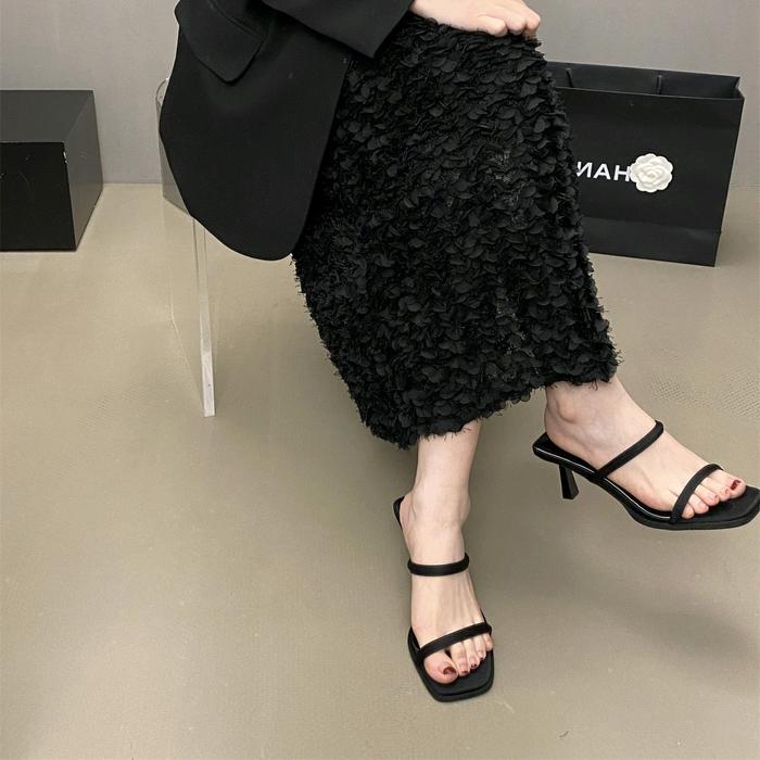 sandal wanita model tali 2 tinggi 7cm chunky  heels cantik elegan Sandal wedges Wanita Kekinian Send