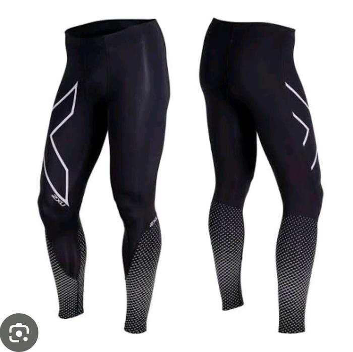 2XU Celana Lari Pria  Reflect Full Length Compression - BLK/SRF