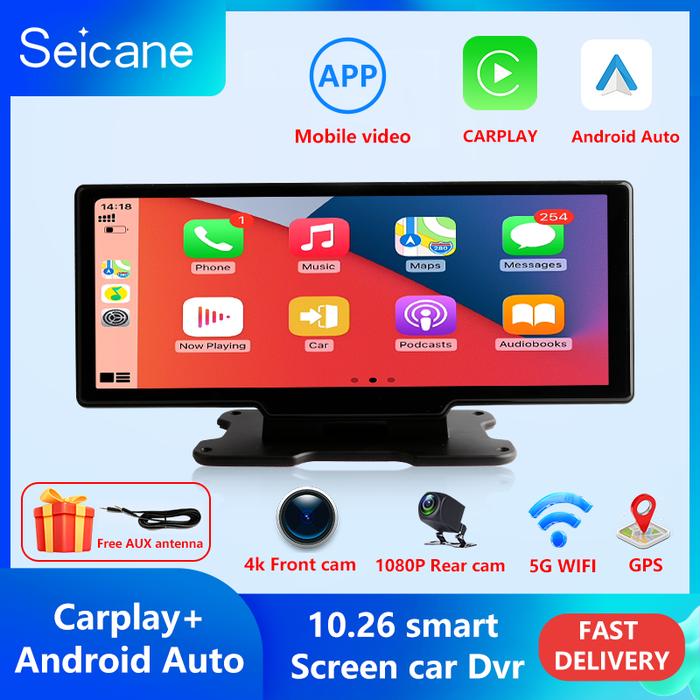 Seicane 4K 10.26" Dash Cam Rearview mirror camera Wifi Carplay &