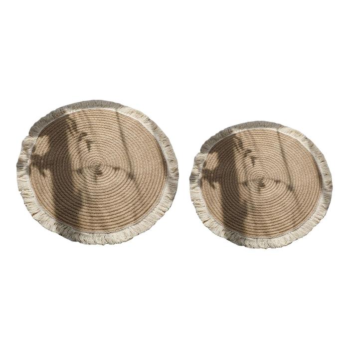 Soft Natural Jute Round Area Rug Tassel Home Decor for Kids Room