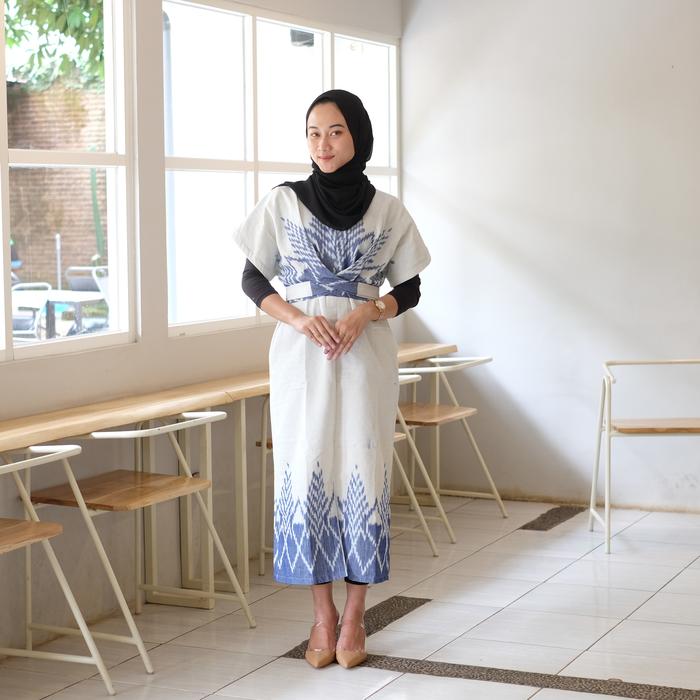 Raisha dress tenun troso, dress raisha muslim gamis wanita kondangan