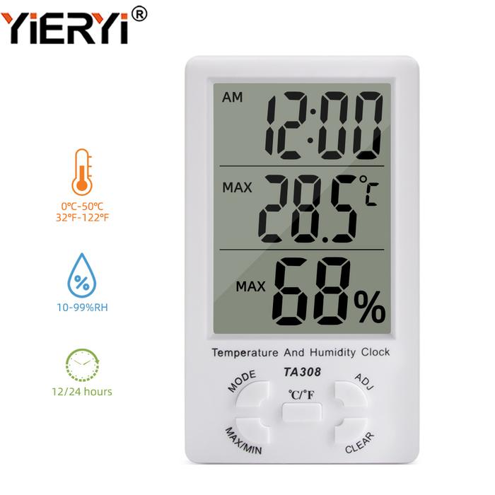 Pengukur Kelembaban Suhu LCD Digital, Higrometer Elektronik