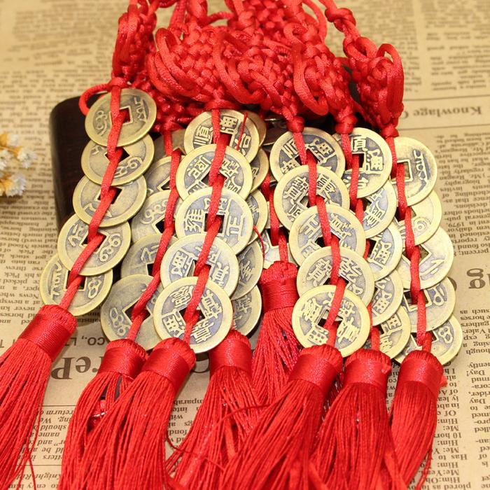 Manual Chinese Knot Lucky Charms Ancient I CHING Five Emperors Money Mascot Prosperity Protection Go