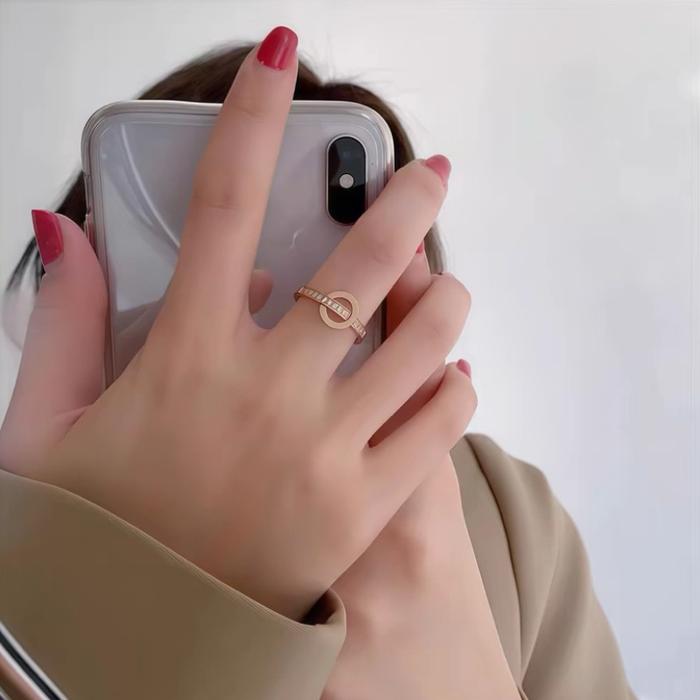 Cincin Titanium Wanita Rings Cristal Bulgari Mewah Best Seller Original Korean Style - Model Terbaru