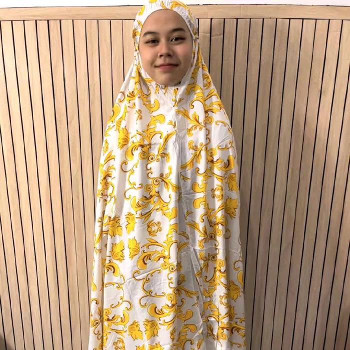 Mukena Jodha Bahan Rayon Premium Warna Kuning Putih Oren Putih Hitam Oren untuk Kebutuhan Sholat