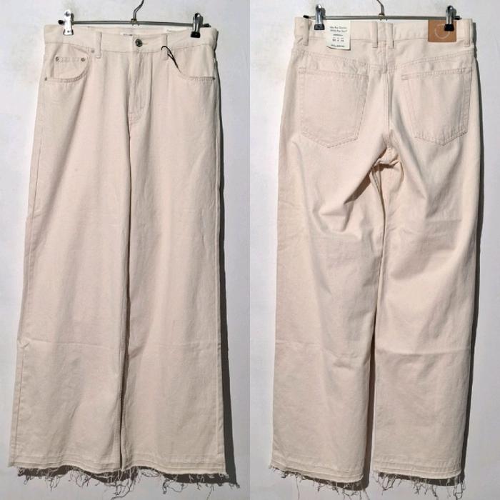 PULL&BEAR CELANA DENIM OVERSIZE JEANS OFF WHITE ASLI BARU ORIGINAL