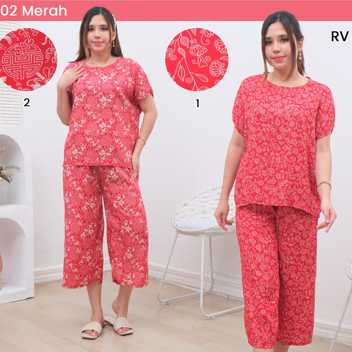 RV#002 STELAN IMLEK MATT RAYON / BAJU TIDUR MOTIF IMLEK Nyaman Pendek Setelan Piyama Celana Dewasa C