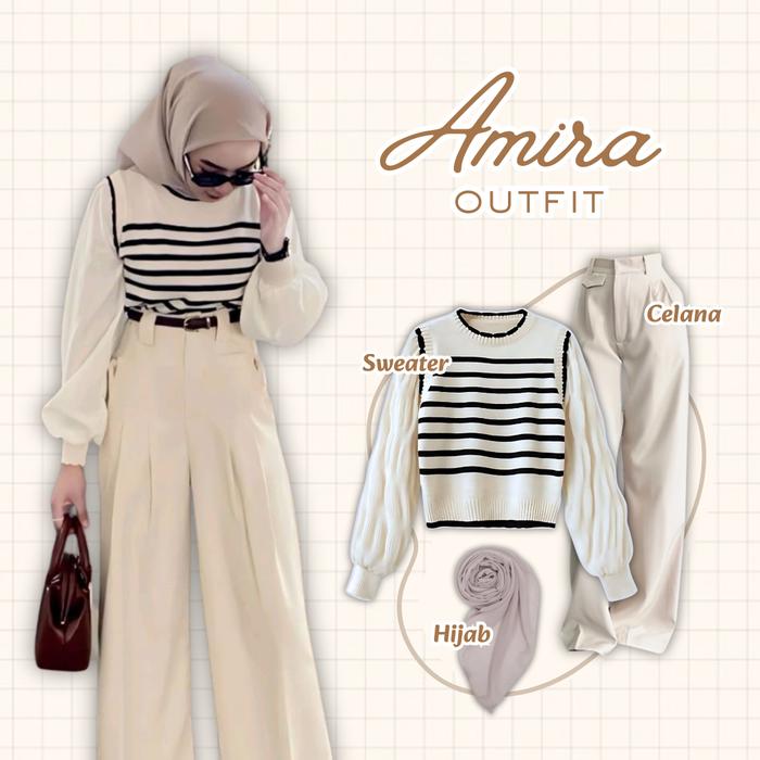 Louvee Outfit / one set remaja 3in1 /  Setelan Kekinian / outfit wanita kekinian / Sweater Rajut + C