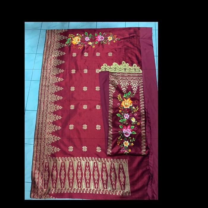 Songket silungkang 2 kapalo / 2 fungsi / 2 tampilan / bordir bunga salendang dan kain