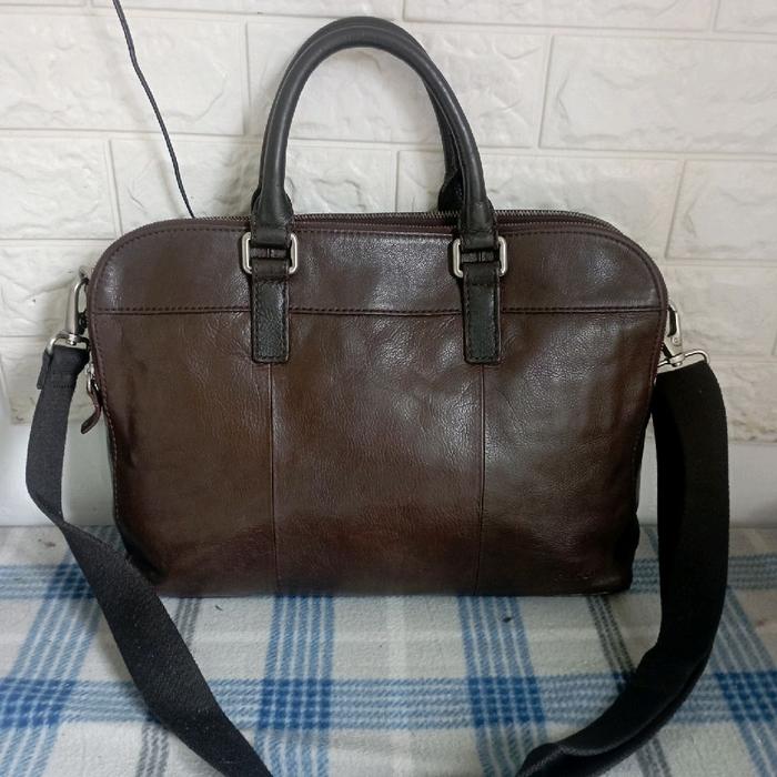 Fossil briefcase tas laptop kulit asli