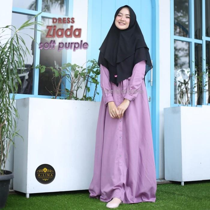 A-Lina Ziada Dress Only SOFT PURPLE Gamis Polos Toyobo Fodu Adem - Ungu, XS