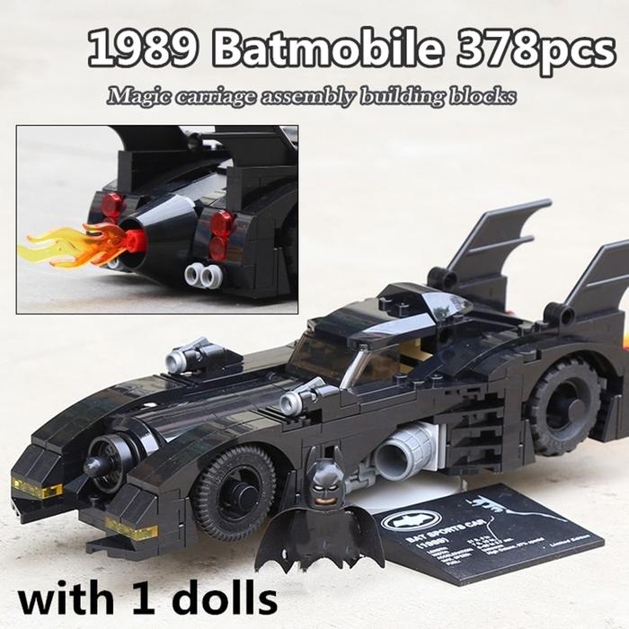 378pcs 1989 The Batmobile Car Model Building Blocks Bat Movie