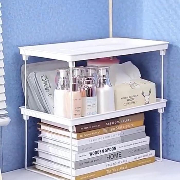 Rak meja stationery / rak meja kamar / rak organizer buku kosmetik