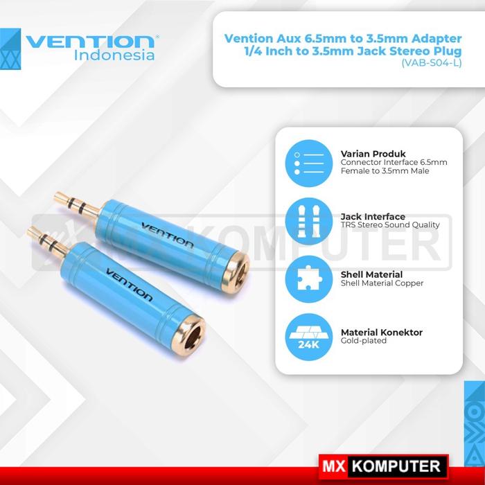 Vention Aux 6.5mm to 3.5mm Adapter 1/4 Inch to 3.5mm Jack Stereo Plug